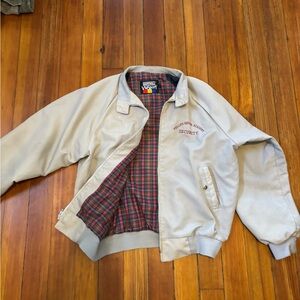 Cream Bomber Jacket with Ribbed Collar and Cuffs